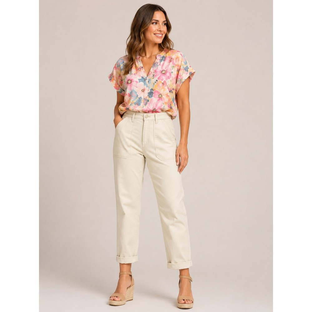Democracy Ab technology High Rise Ankle Skimmer Trouser Cream Utility Pants 6